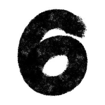 black number 6 hand drawn font png