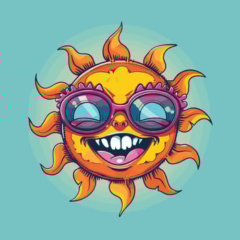 Cheerful Sun Monster Goofy Smiling vector