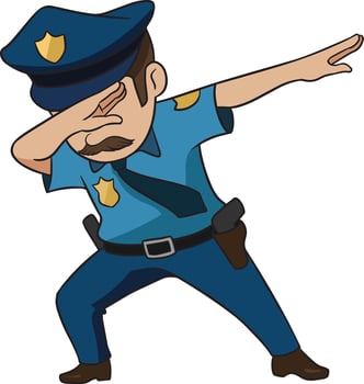 Dabbing police officer with moustache illustration vector
