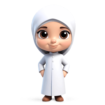 3d rendering little girl in hijab cartoon character png