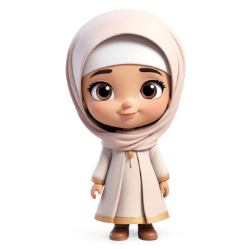 3d rendering little girl in hijab cartoon character png