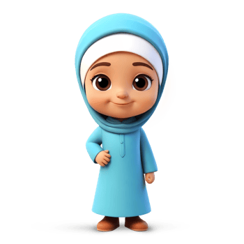 3d rendering little girl in hijab cartoon character png