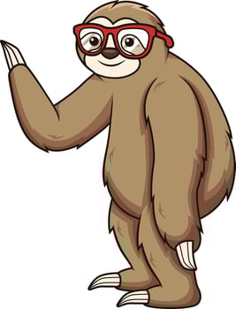 Sloth with glasses illustration vector