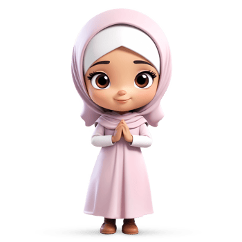 3d rendering little girl in hijab cartoon character png