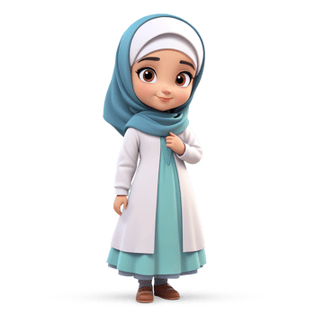 3d rendering little girl in hijab cartoon character png