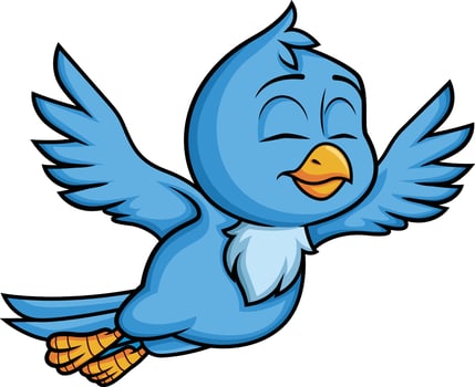 Blue bird in flight illustration vector