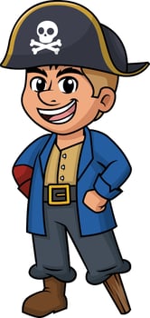 Pirate with hat and wooden leg illustration vector