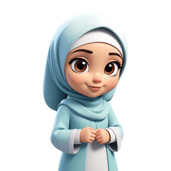 3d rendering little girl in hijab cartoon character png