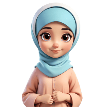 3d rendering little girl in hijab cartoon character png