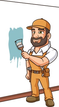 Handyman painting wall illustration vector