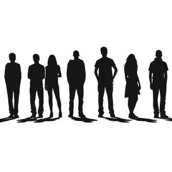 A group of people silhouette design isolated on white background vector