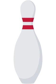 Flat bowling pin in cartoon style illustration isolated on white background. vector