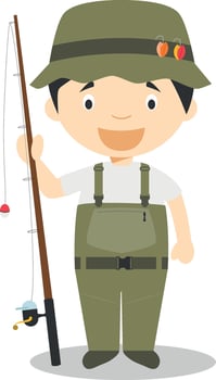 Sports cartoon illustrations. Fishing vector