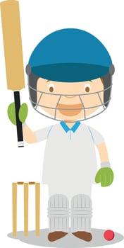 Sports cartoon illustrations. Cricket vector