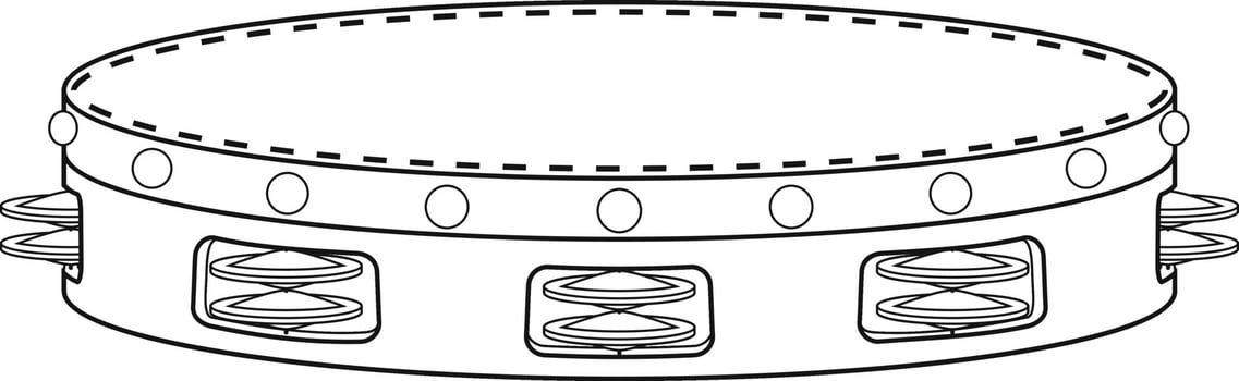 Easy coloring cartoon illustration of a tambourine isolated on white background vector