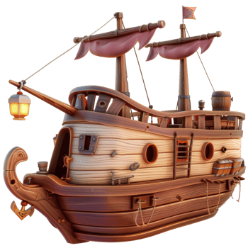 Pirate ship, 3d element, transparent background png