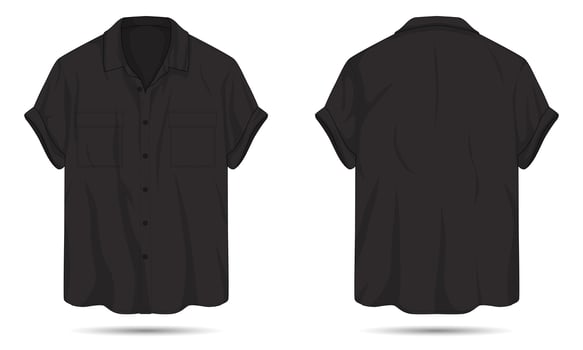 Men's casual black shirt mockup front and back view vector