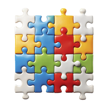 Colorful Jigsaw Puzzle Pieces Interlocking on a Transparent Background png