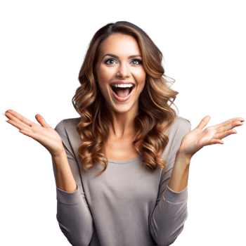 Excited Young Woman With Arms Outstretched and Wide Smile Against a Transparent Background png
