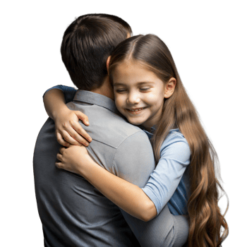 Heartwarming Embrace Between a Father and His Smiling Daughter in Casual Attire png