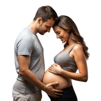 Expectant Couple Tenderly Embracing and Sharing a Moment Together png