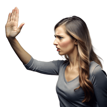 Young Woman Gesturing No With Her Hand, Expressing Refusal or Disapproval png