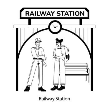 Trendy Railway Station vector