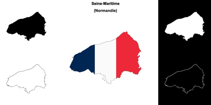 Seine-Maritime department outline map set vector