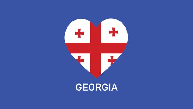 Georgia Emblem Heart Teams European Nations 2024 Symbol Abstract Countries European Germany Football Logo Design Illustration vector