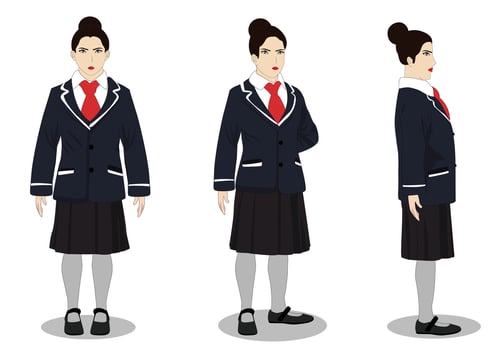 A school girl cartoon character set for 2d animation vector