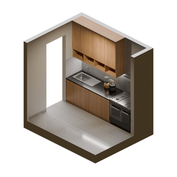 Isometric Kitchen 3d render design elemet png