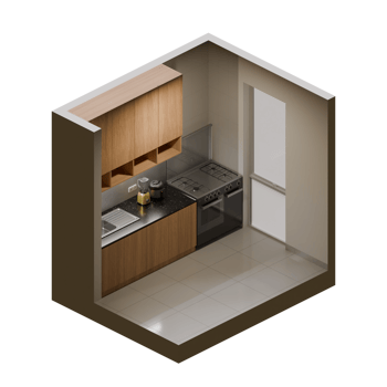 Isometric Kitchen 3d render design elemet png