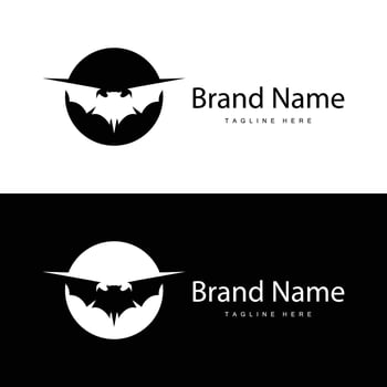 Simple black silhouette design bat logo illustration of a nighttime animal with a minimalist concept vector
