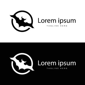 Simple black silhouette design bat logo illustration of a nighttime animal with a minimalist concept vector