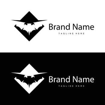 Simple black silhouette design bat logo illustration of a nighttime animal with a minimalist concept vector