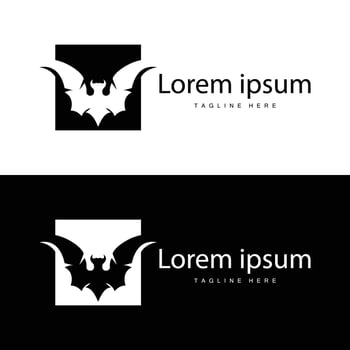 Simple black silhouette design bat logo illustration of a nighttime animal with a minimalist concept vector