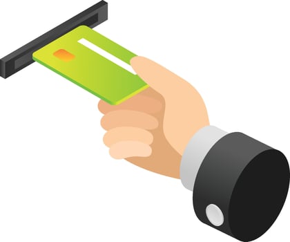 Withdraw money at an ATM vector