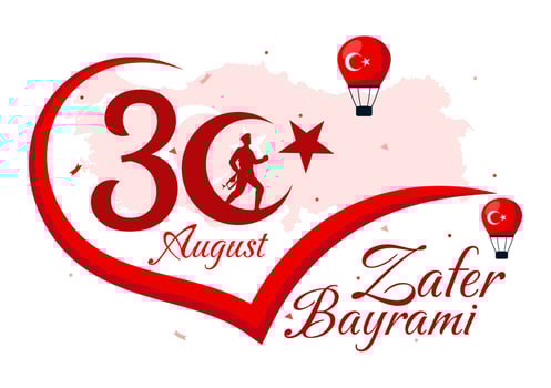 Zafer Bayrami Illustration Translation August 30 Celebration of Victory and the National Day in Turkey with Waving Flag in Flat Background vector
