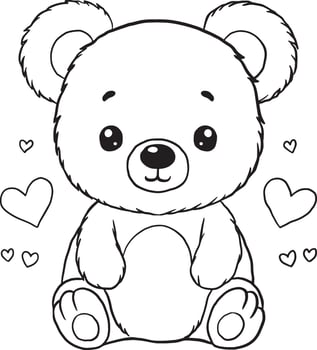 Bear, kawaii, cartoon characters, cute lines and colorful coloring pages. vector