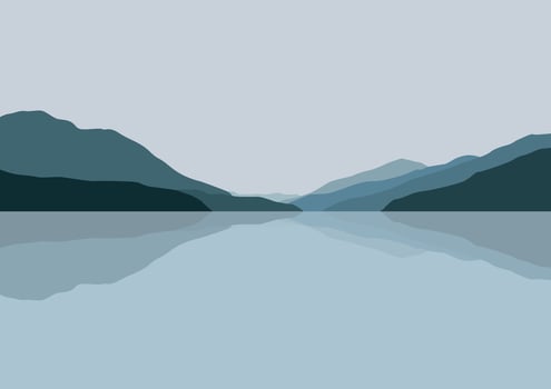 Mountains in lakes. Illustration in flat style. vector