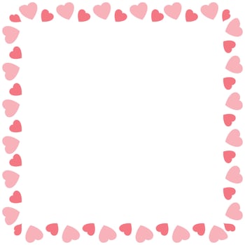 Hand drawn hearts border and frame on white background vector