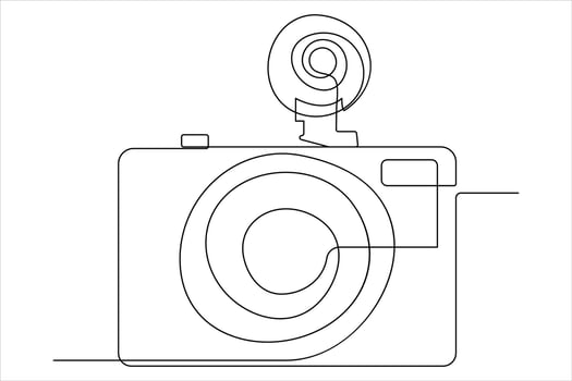 continuous single line drawing Line art of retro photo camera icon illustration vector