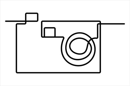 continuous single line drawing Line art of retro photo camera icon illustration vector