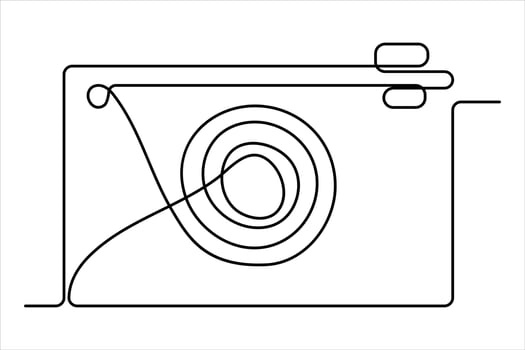 continuous single line drawing Line art of retro photo camera icon illustration vector