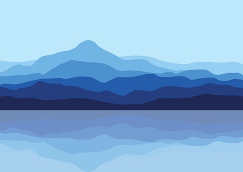 Mountains in lakes. Illustration in flat style. vector