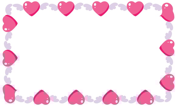 Hand drawn hearts border and frame design on white background vector