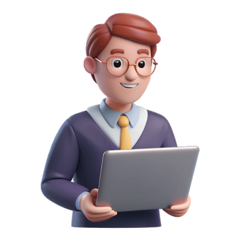 3D Illustration of Professional Character with Laptop png