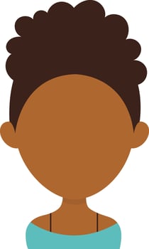 African Woman Avatar with Afro Hairstyle and Flat Face Design. Cartoon Illustration vector