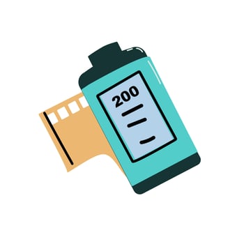 90s retro element film illustration for camera with negative vector