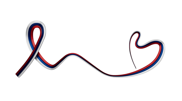 Serbian flag heart shaped ribbon. 3d illustration. png